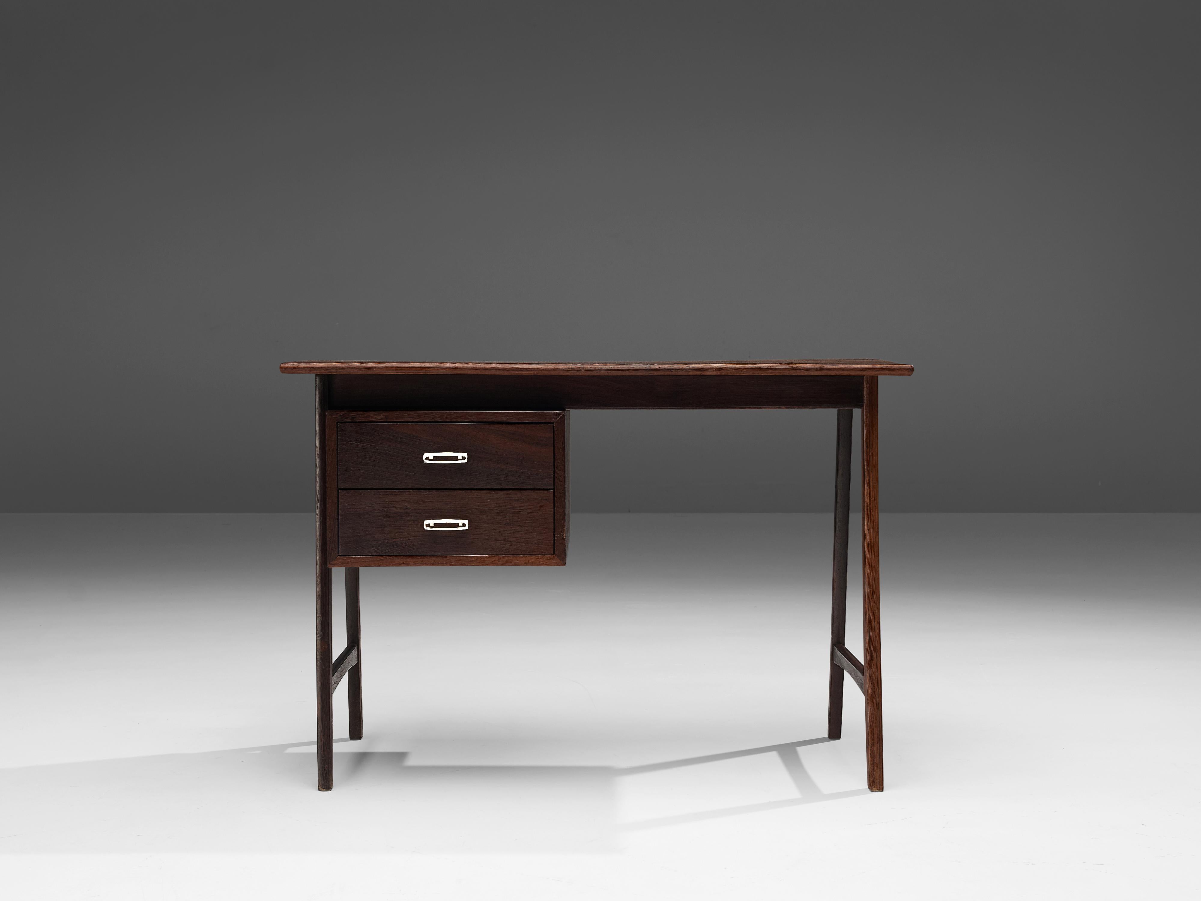 Mid-20th Century Danish Writing Desk with Drawers in Wengé