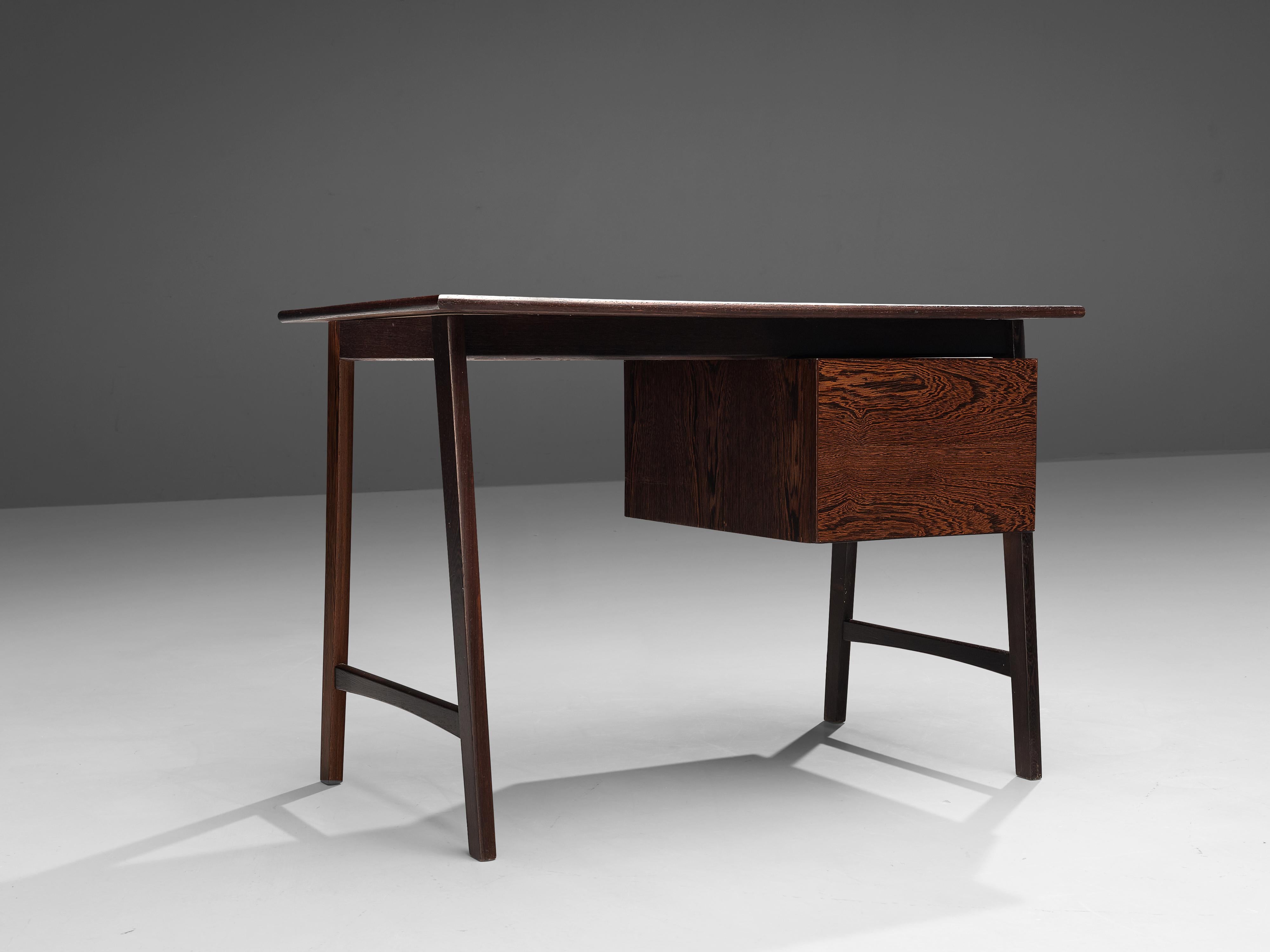 Danish Writing Desk with Drawers in Wengé 2