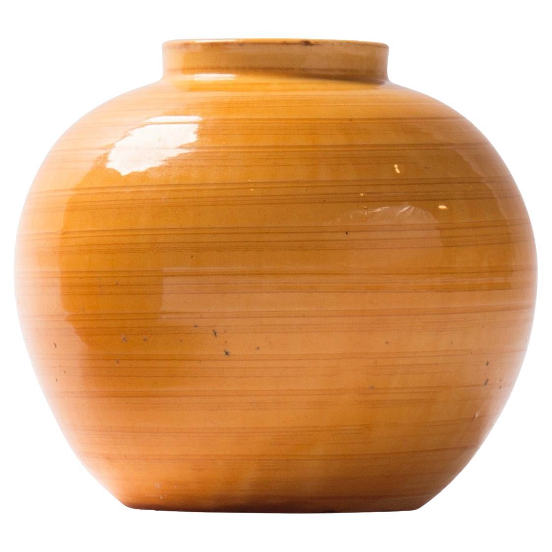 Danish yellow earthenware uranium glazed vase / bowl For Sale