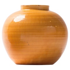 Vintage Danish yellow earthenware uranium glazed vase / bowl