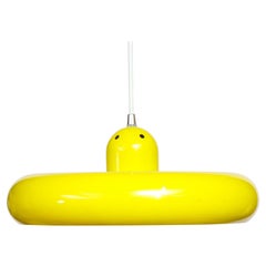 Danish Yellow Mid Century UFO Light with White Cord, c. 1960