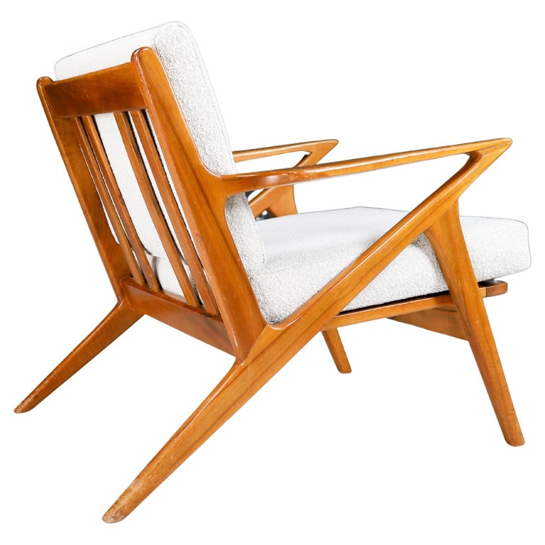 Danish "Z" Lounge Chair by Poul Jensen for Selig in New Bouclé Wool Fabric 1960s For Sale