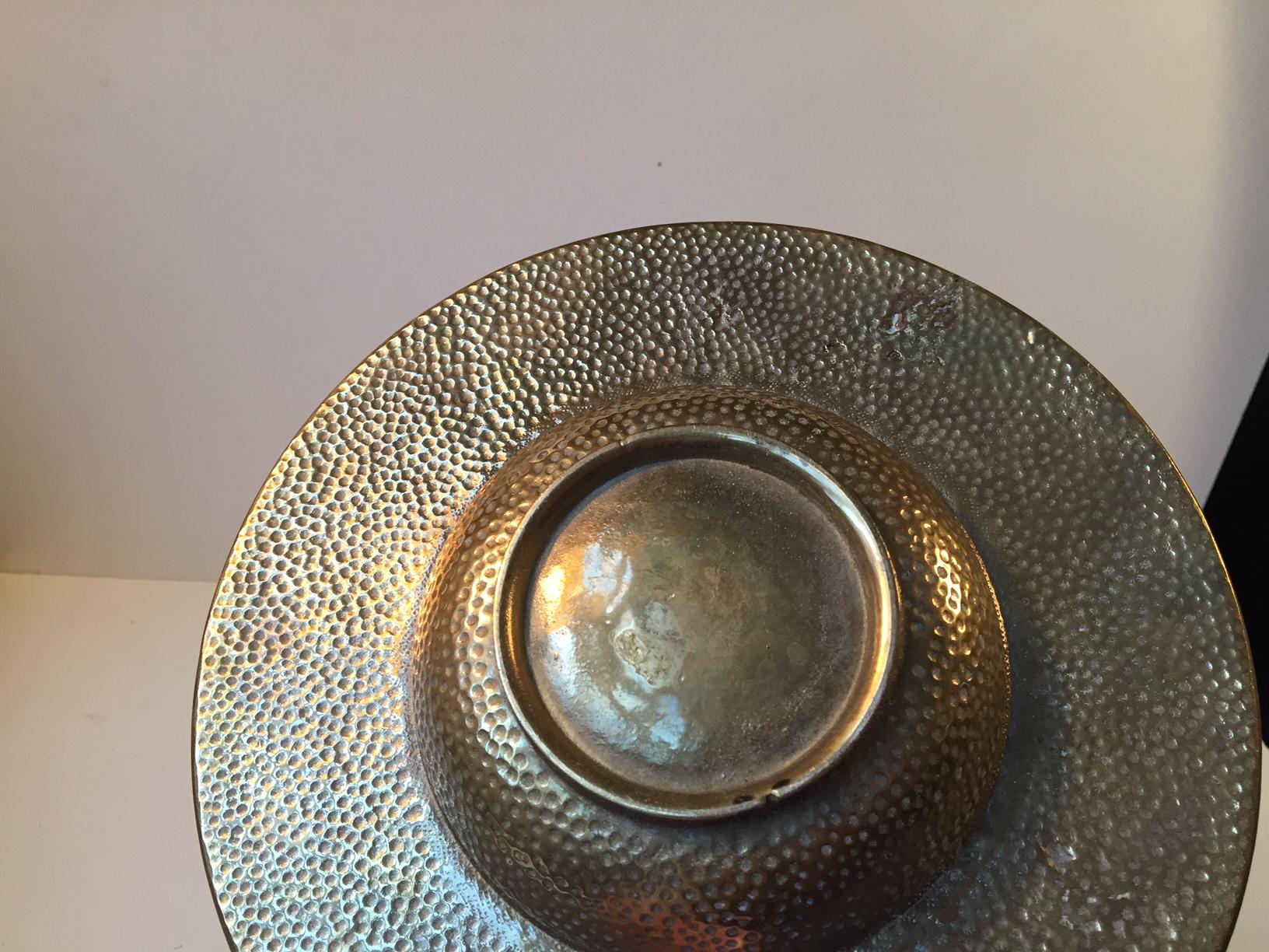 Mid-Century Modern Danish Zodiac Bronze Bowl with Moon Texturing from Nordisk Malm, 1940s