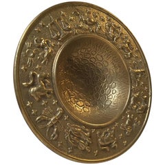 Bol en bronze du zodiaque danois avec texture de la lune de Nordisk Malm, années 1940