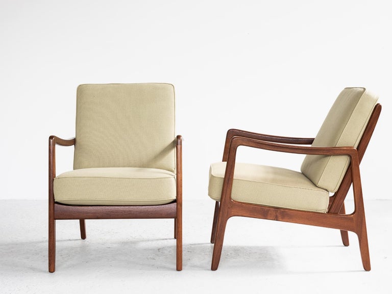 Mid-Century Modern Danish Pair of Higher Easy Chairs in Teak by Ole Wanscher for France & Søn 1960s For Sale