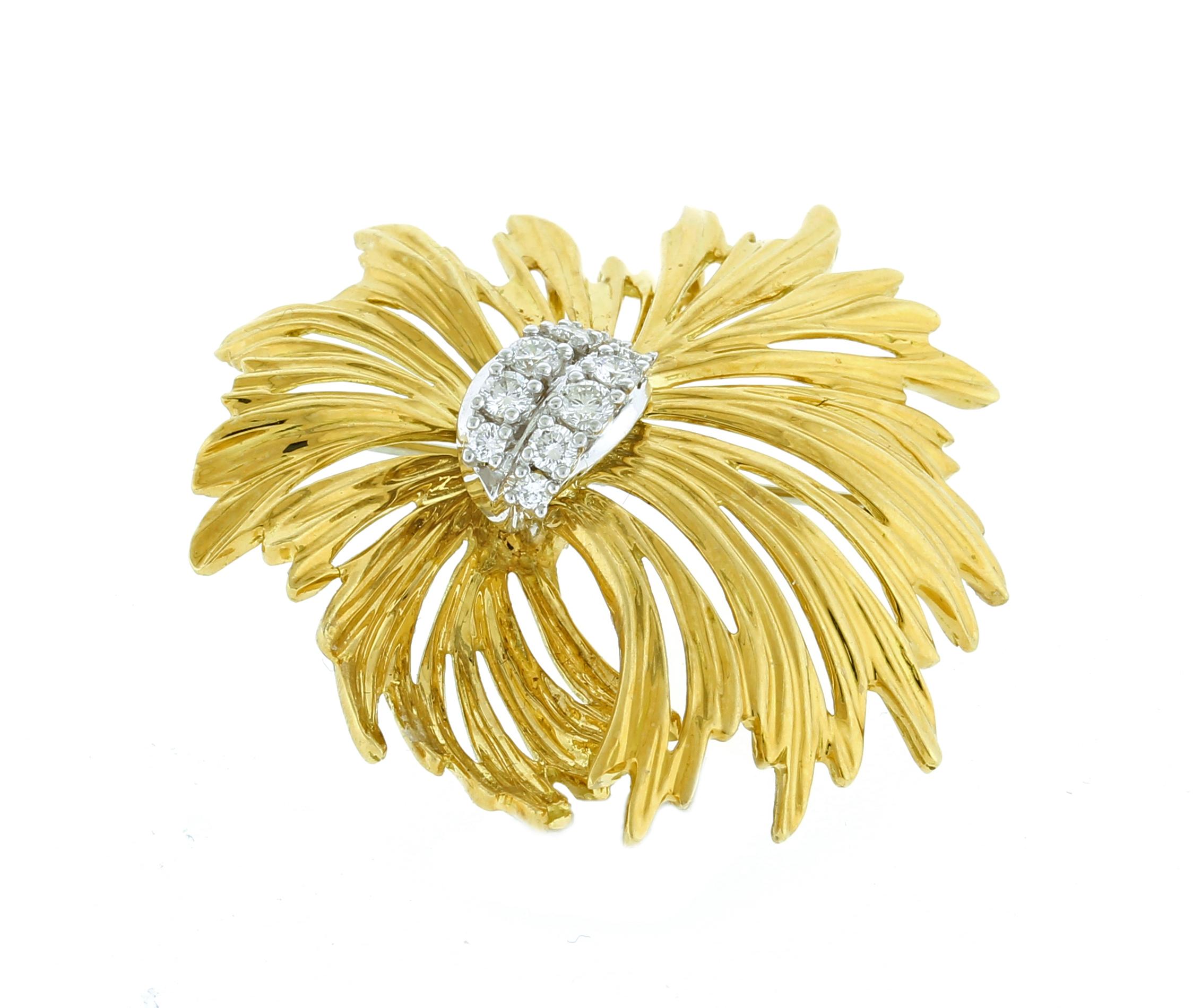 From Henry Dankner, this piece can be worn as a brooch or pendant.
♦ Designer: Henry Dankner
♦ Metal: 18kt yellow gold
♦ Length: 1 3/4inches
♦ Stamps: Dankner, 18k and Copyright
♦ Gemstone: 10Diamonds=1ct
♦ Packaging: Pampillonia Presentation Box
♦
