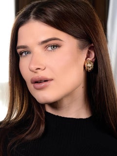 Pendientes vintage en tejido de cesta de oro amarillo de 14 quilates de los años 80 Dankner