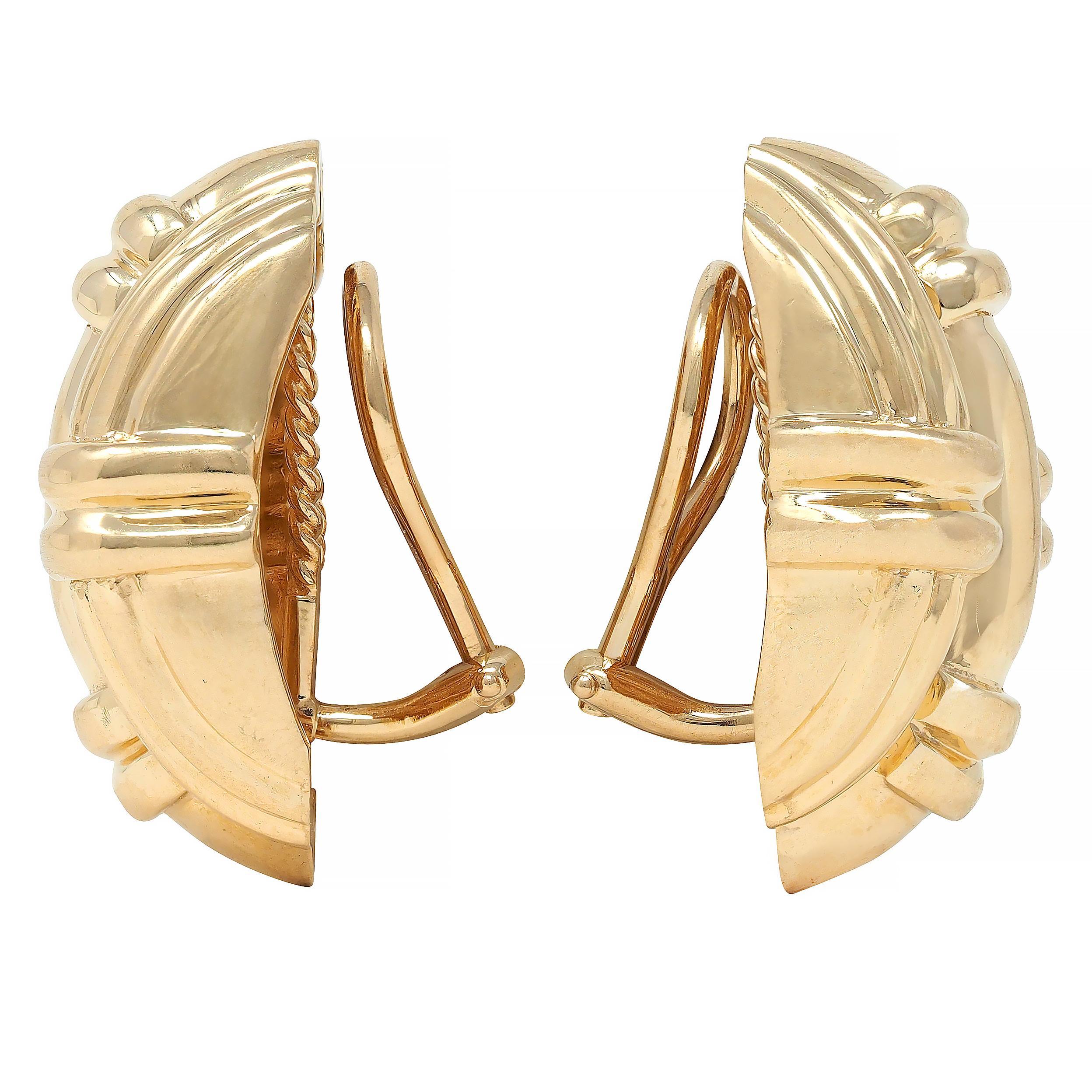 Dankner 1980er Jahre 14 Karat Gelbgold Korbgeflecht Vintage Ohrringe im Zustand „Hervorragend“ im Angebot in Philadelphia, PA
