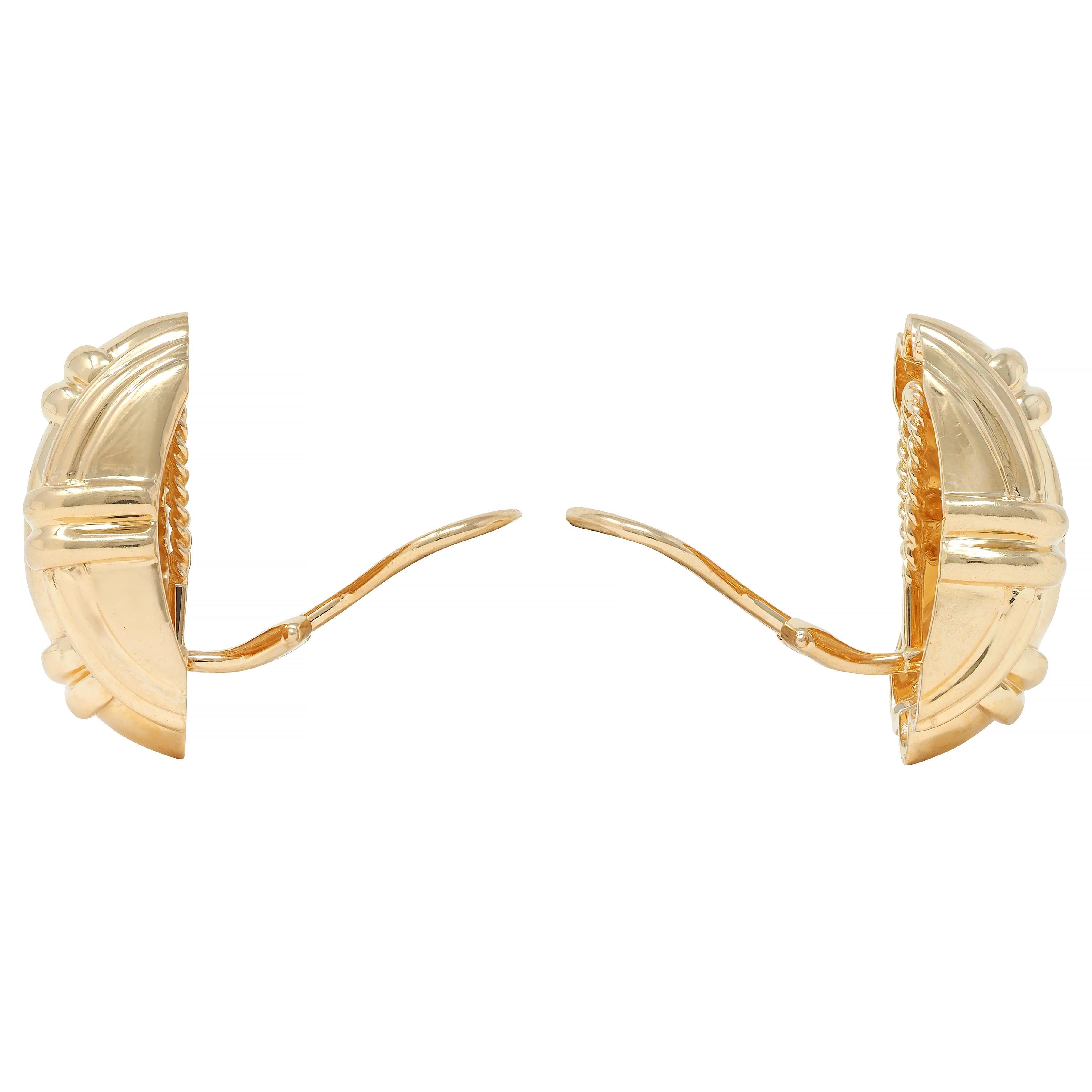 Dankner 1980er Jahre 14 Karat Gelbgold Korbgeflecht Vintage Ohrringe im Angebot 1