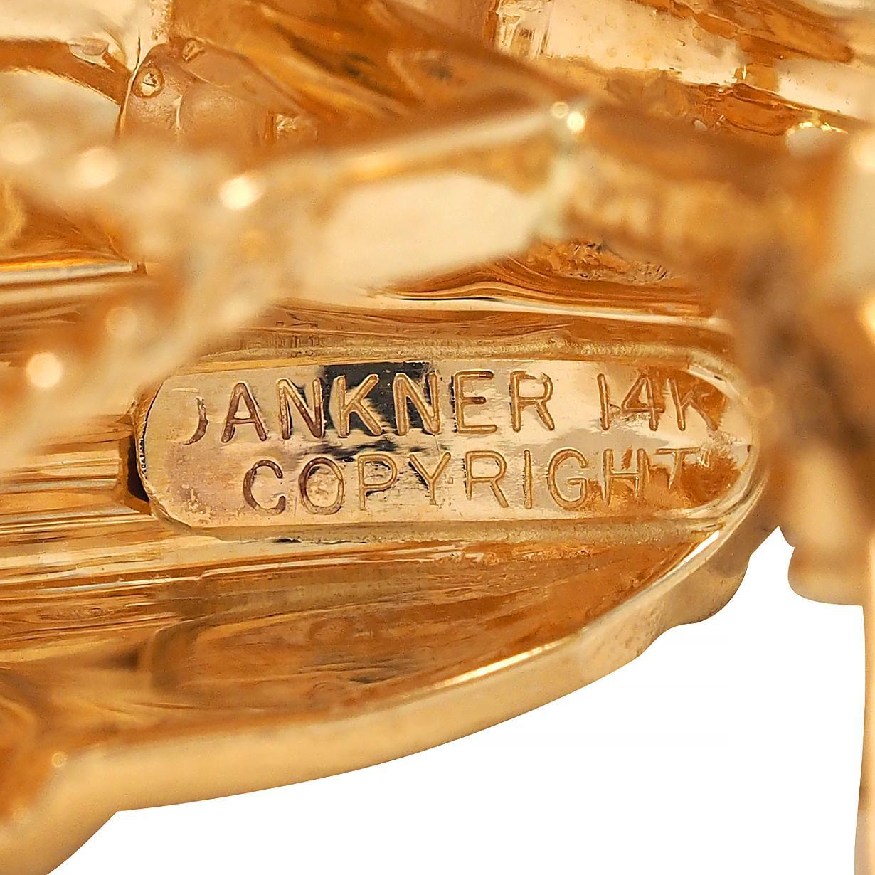 Dankner 1980er Jahre 14 Karat Gelbgold Korbgeflecht Vintage Ohrringe im Angebot 3