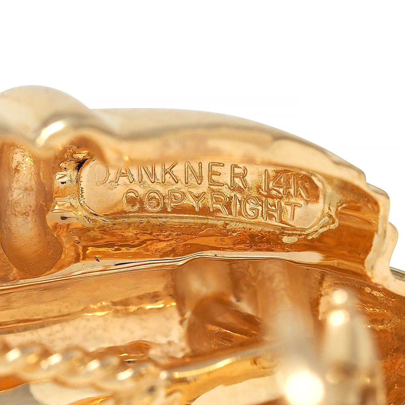 Dankner 1980er Jahre 14 Karat Gelbgold Korbgeflecht Vintage Ohrringe im Angebot 4