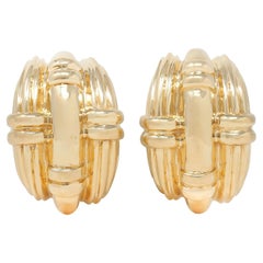 Dankner 1980's 14 Karat Yellow Gold Basket Weave Vintage Earrings