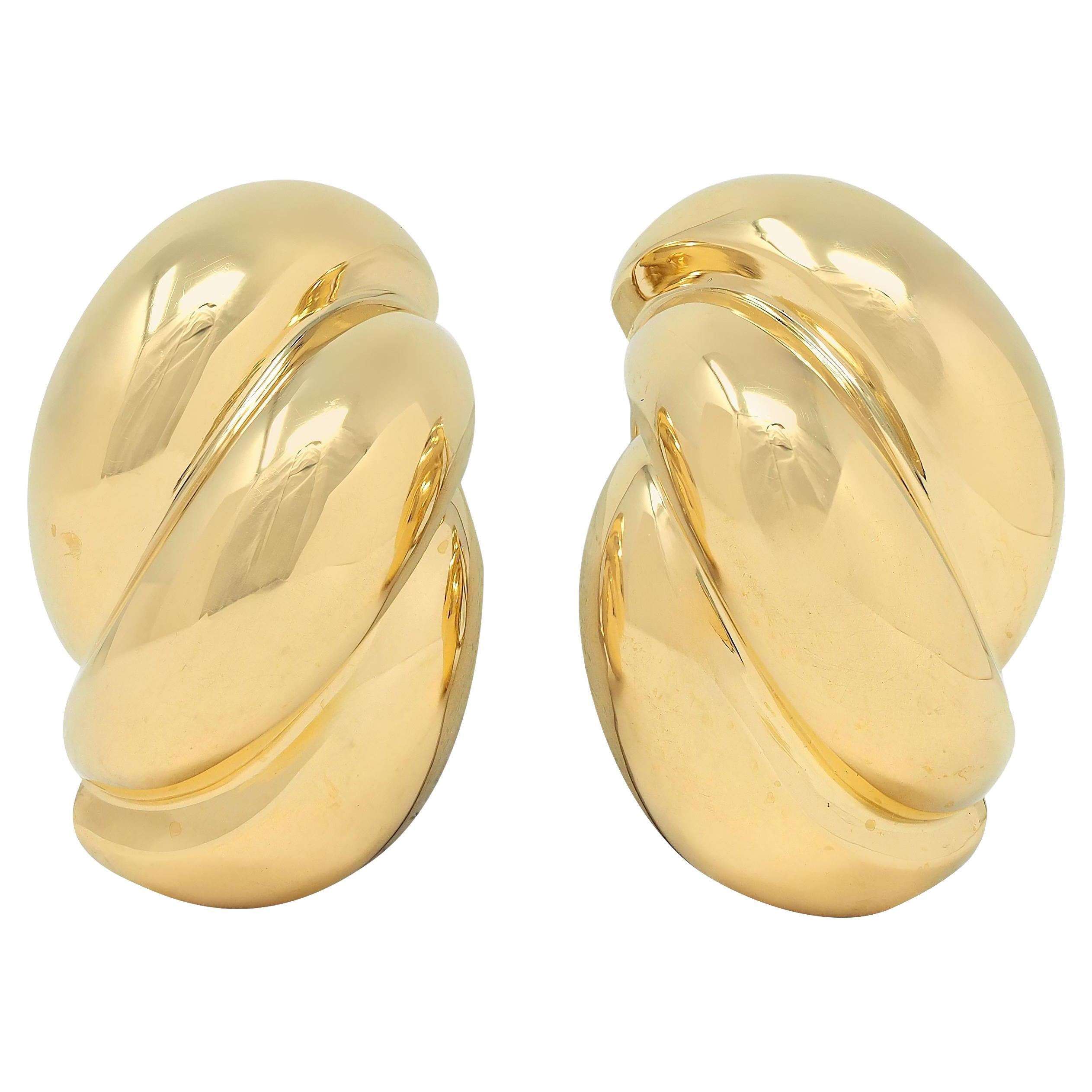 Dankner Boucles d
oreilles vintage en or jaune 18 carats tourbillonnées des années 1980