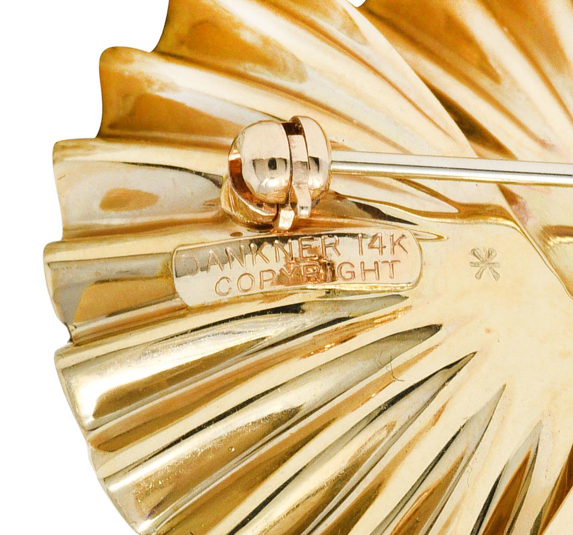 Women's or Men's Dankner Diamond 14 Karat Gold Radial Pendant Brooch