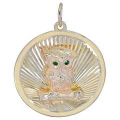 Vintage Dankner Owl Tsavorite Garnet Charm
