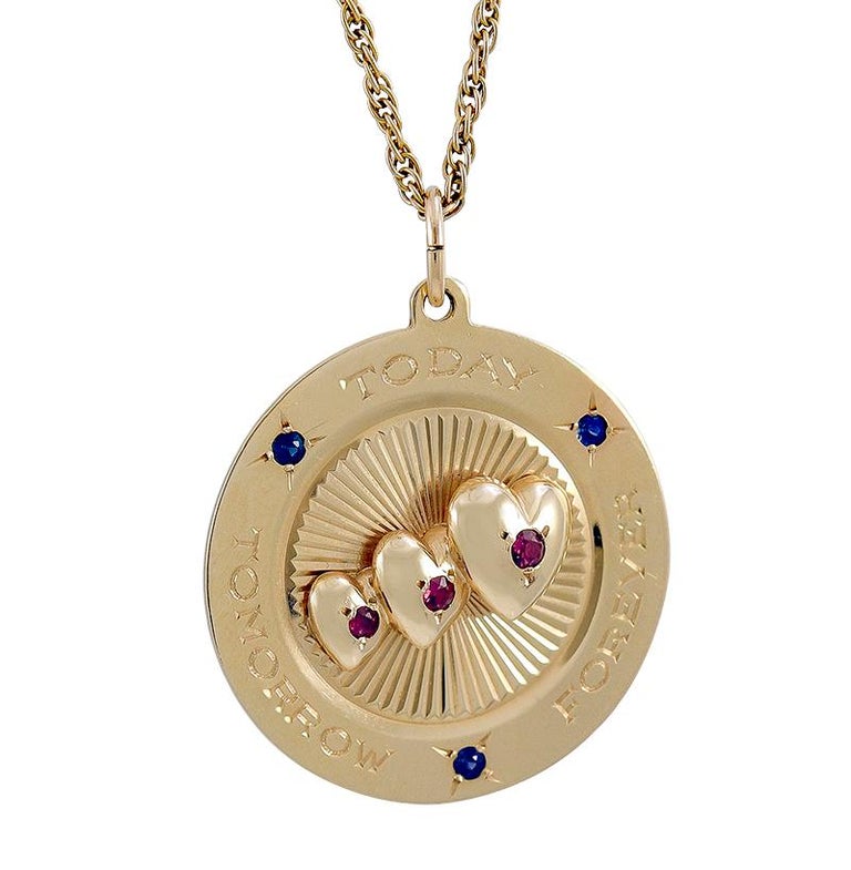 Dankner Today Tomorrow Forever Gemset Gold Charm For Sale at 1stDibs