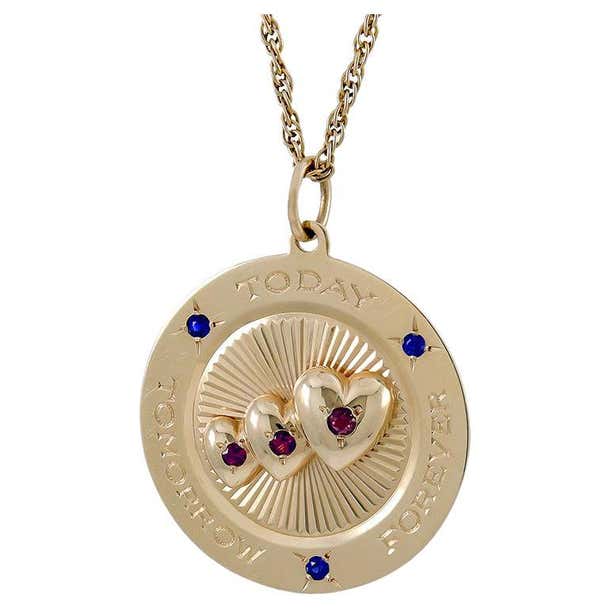 Dankner Today Tomorrow Forever Gemset Gold Charm at 1stDibs | henry ...