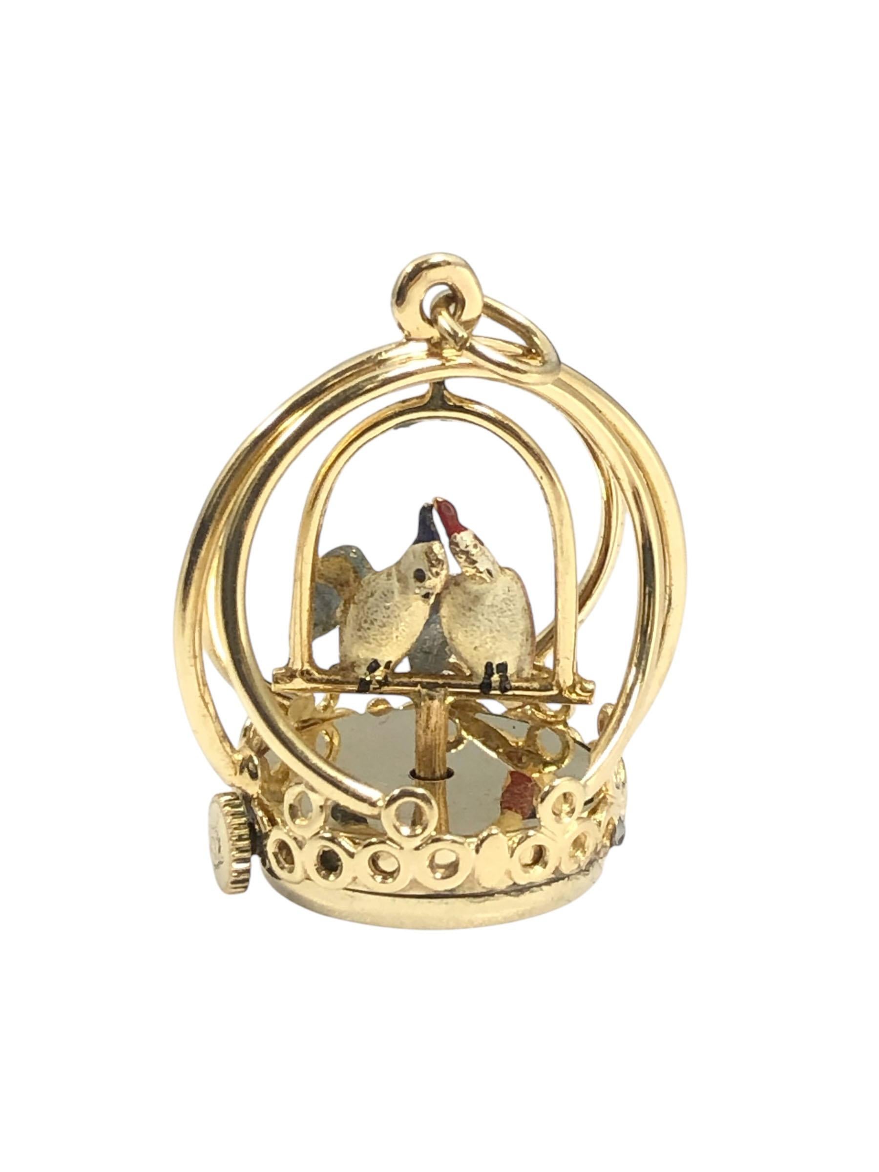 Women's or Men's Dankner Vintage Large Yellow Gold Mechanical Charm