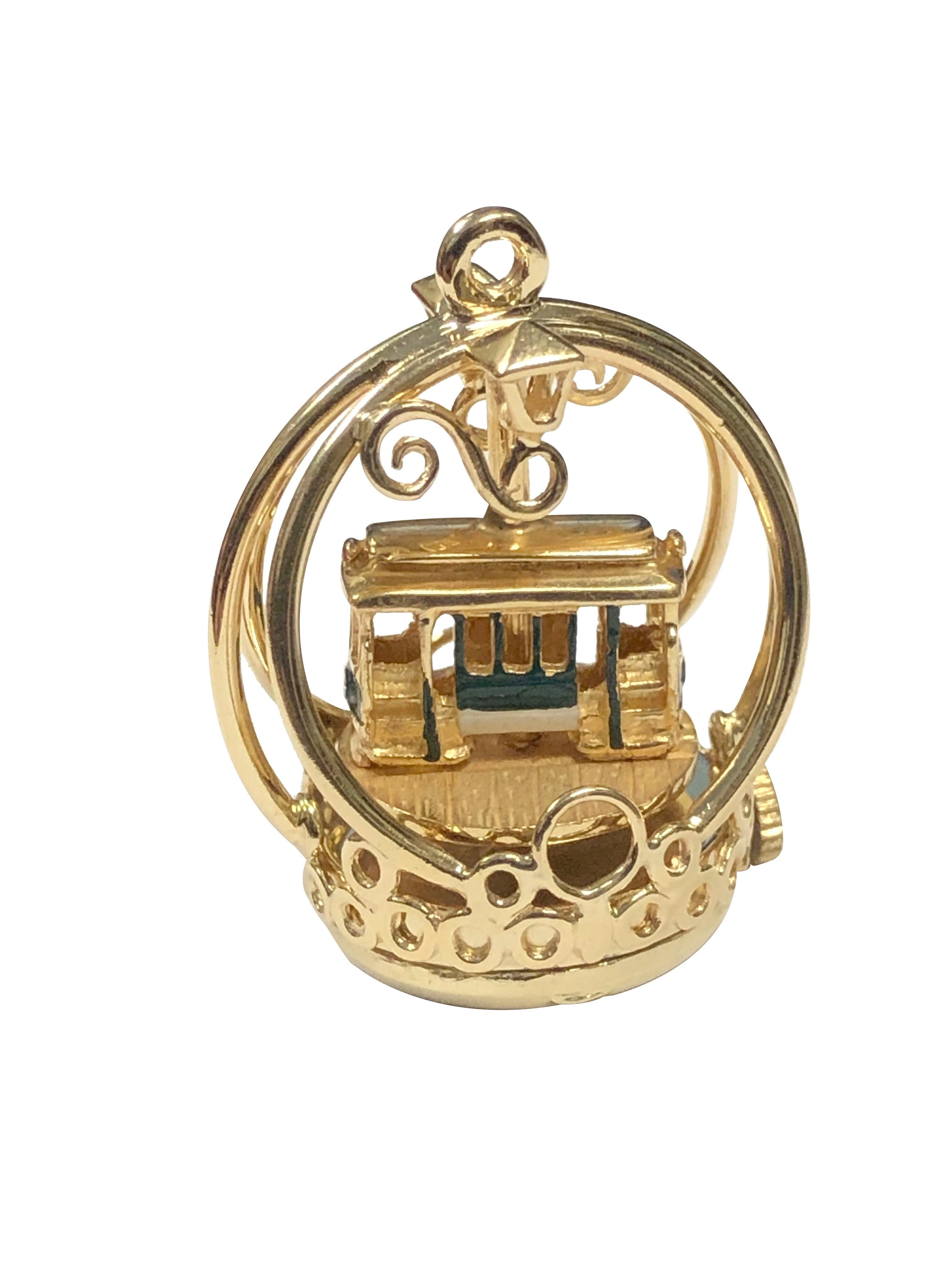Dankner Vintage Yellow Gold Mechanical Street Car Charm In Excellent Condition For Sale In Chicago, IL
