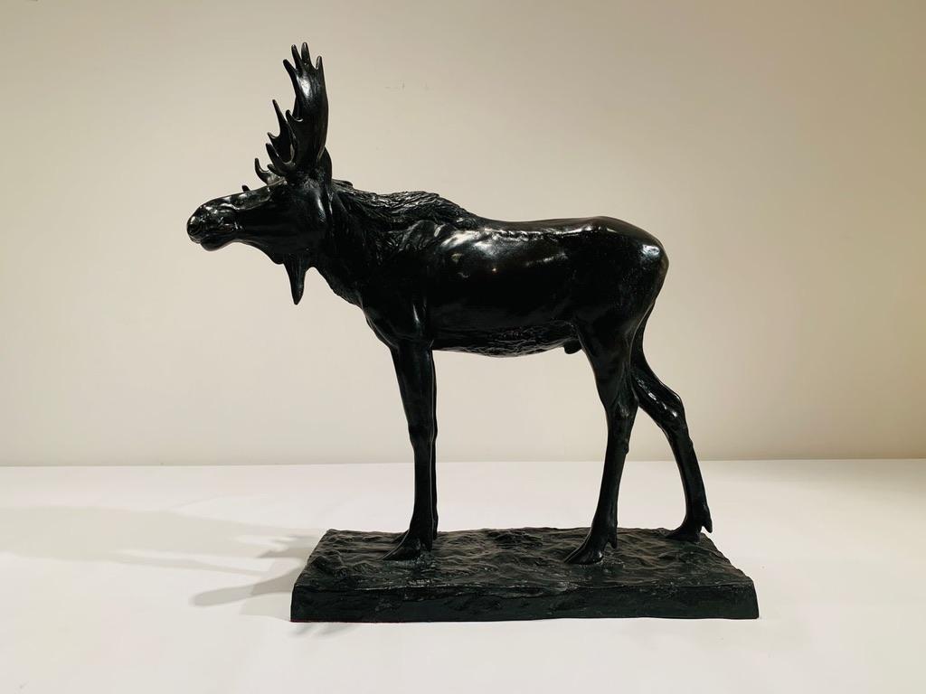 Incredible DANNHAUER swiss art deco bronze circa 1930 representing moose. 