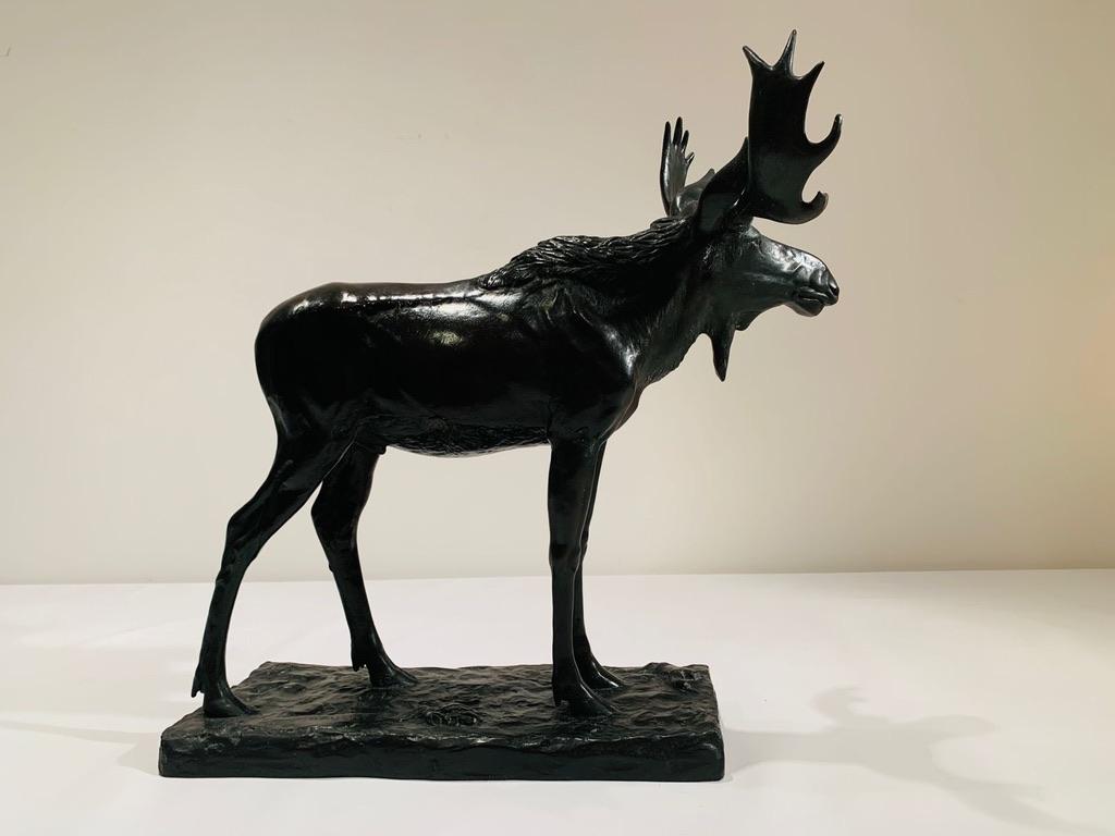 Swiss Dannhauer swiss Art deco bronze circa 1930 representing moose signed and sealed. For Sale