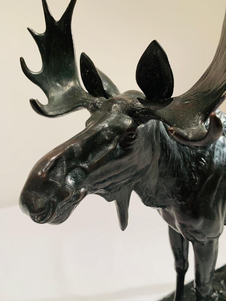 Cast Dannhauer swiss Art deco bronze circa 1930 representing moose signed and sealed. For Sale