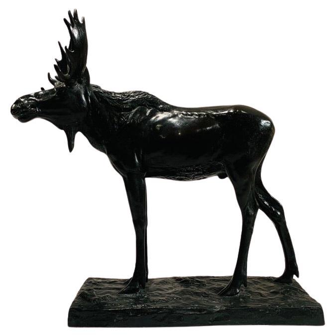 Dannhauer swiss Art deco bronze circa 1930 representing moose signed and sealed. For Sale