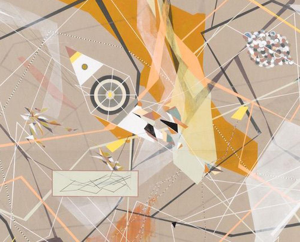 Linear Momentum and Collisions (Abstract painting) - Beige Abstract Drawing by Dannielle Tegeder