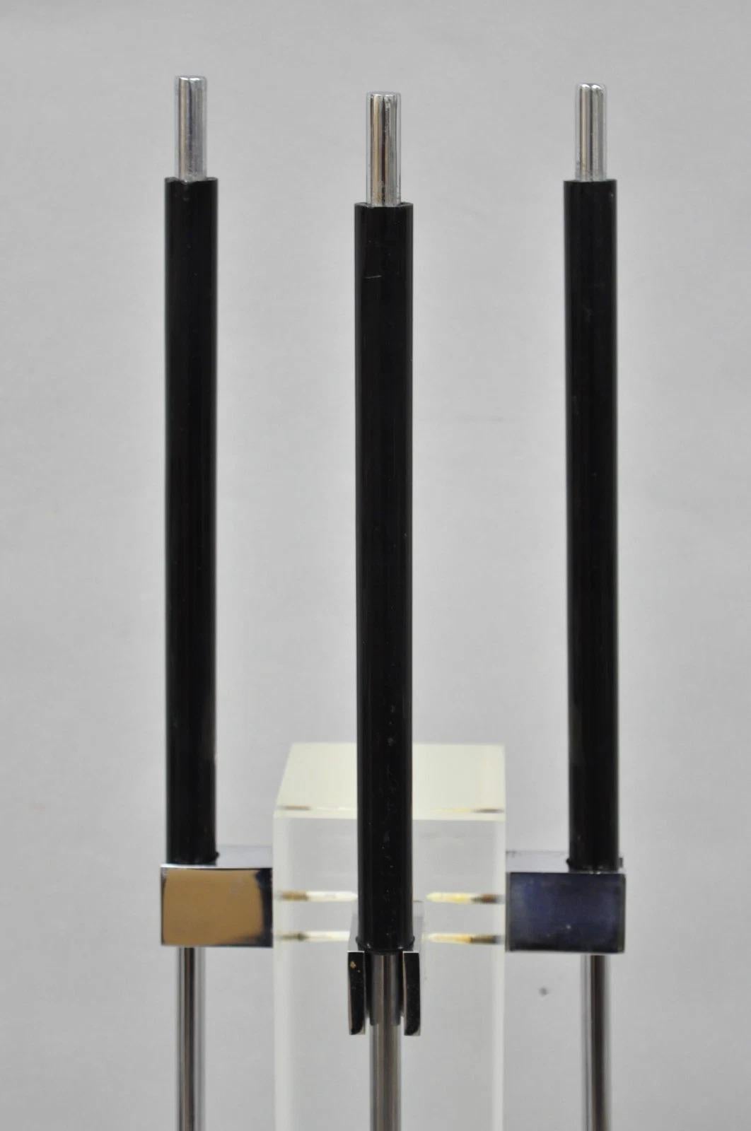 20th Century Danny Alessandro Albrizzi Vintage Modernist Lucite & Chrome Fireplace Tool Set For Sale