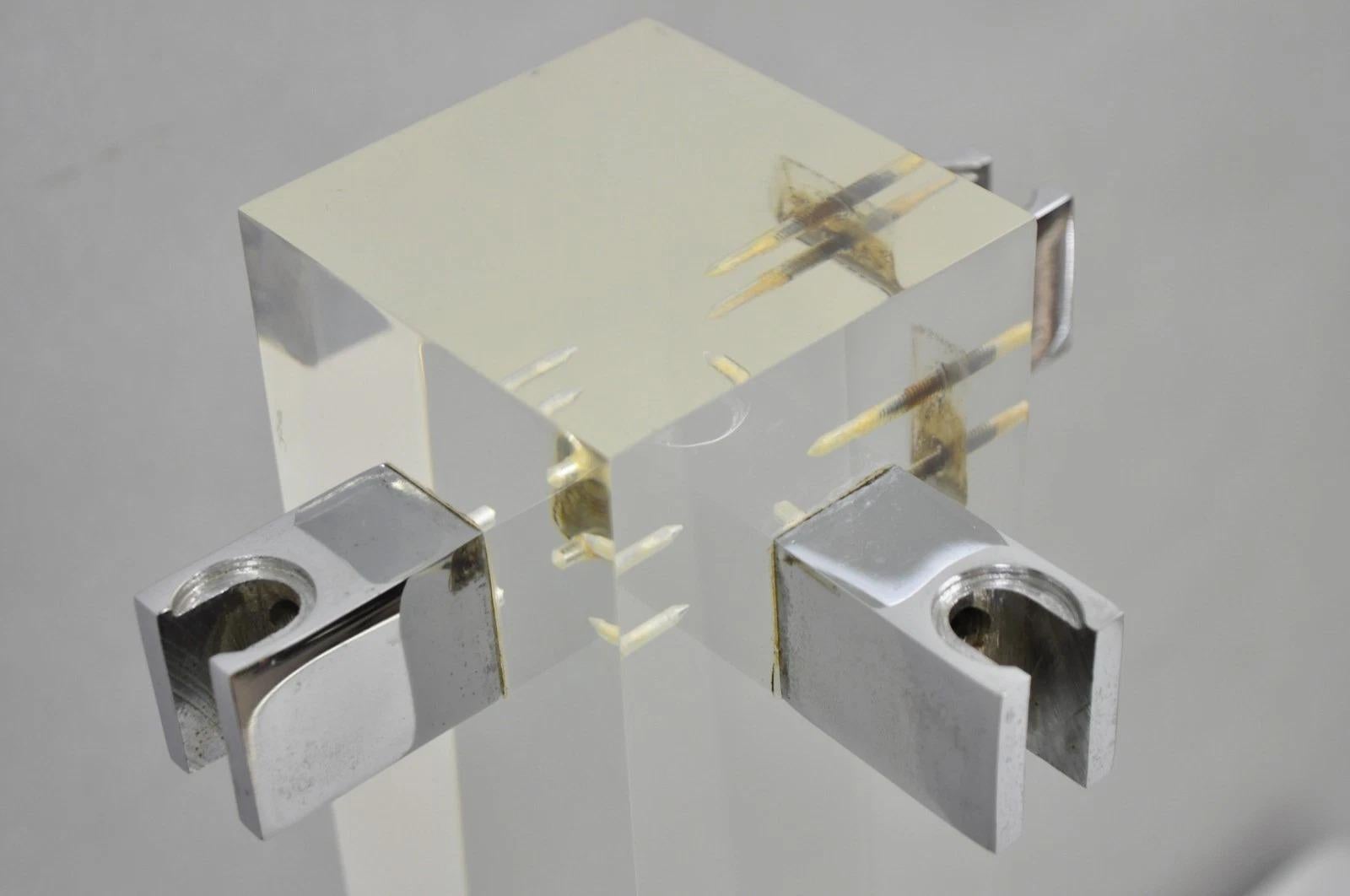 Danny Alessandro Albrizzi Vintage Modernist Lucite & Chrome Fireplace Tool Set For Sale 1