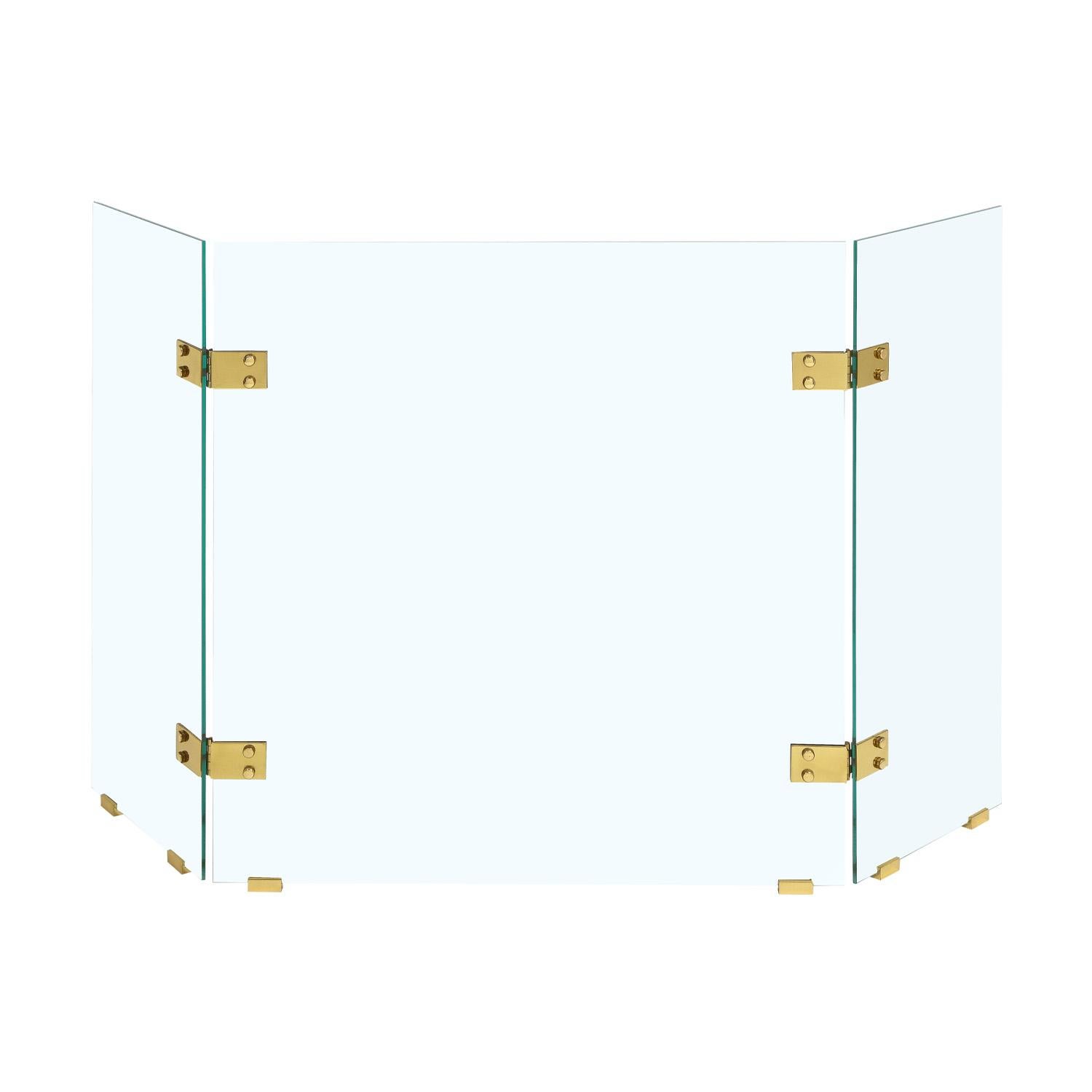 Danny Alessandro Brass and Glass Fireplace Screen, 1980s