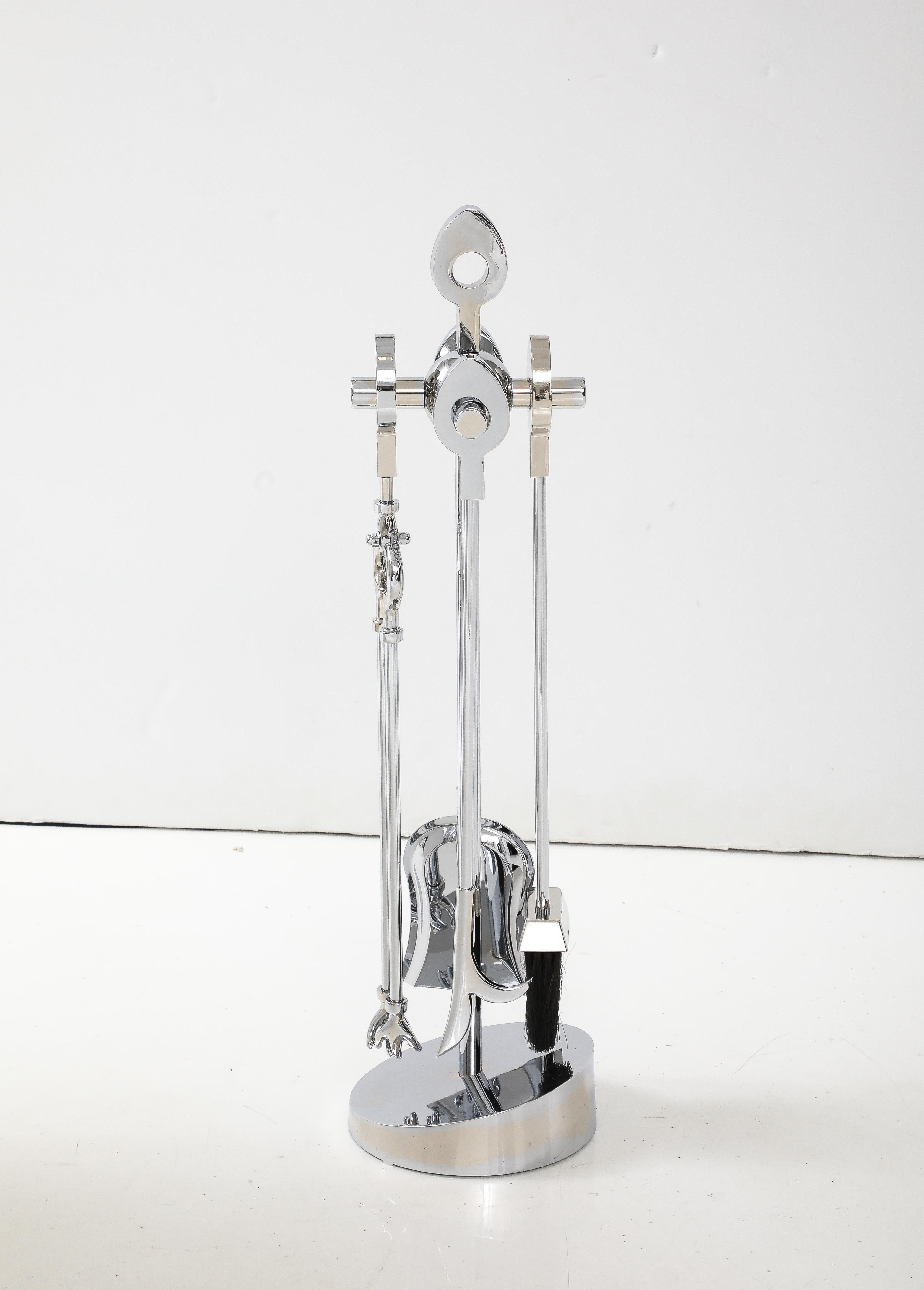 Modern Danny Alessandro Chrome Fire Tools For Sale