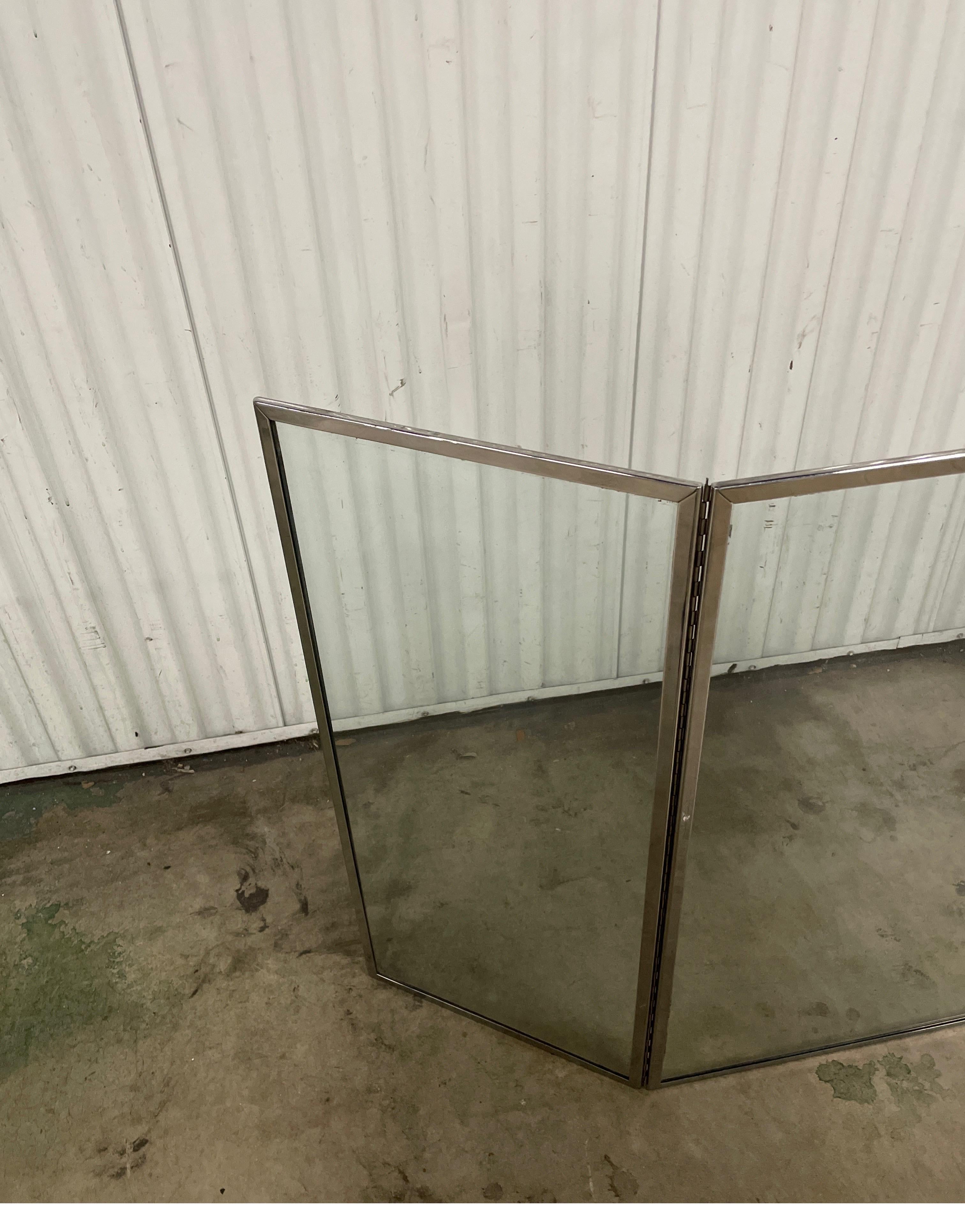 Danny Alessandro Chrome & Glass Fireplace Screen In Good Condition For Sale In West Palm Beach, FL
