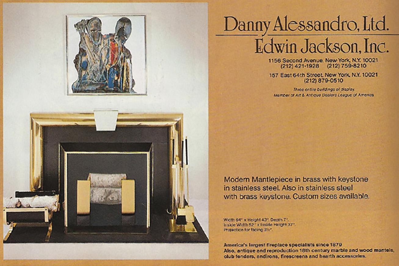 Laiton Ensemble d'outils de cheminée Danny Alessandro en lucite et laiton des années 1980