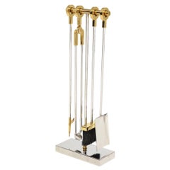 Danny Alessandro Fireplace Tools, Brass and Chrome, Ring Handle