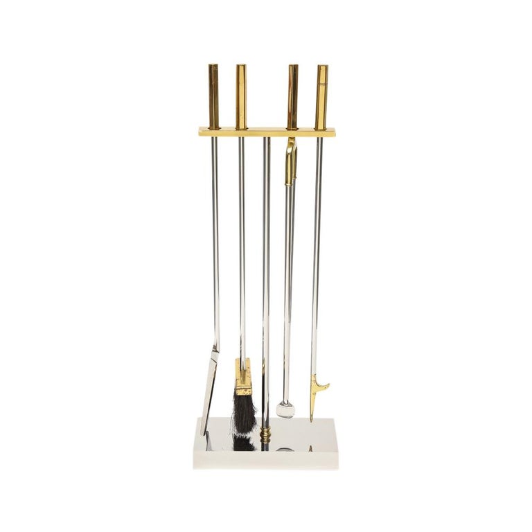 Danny Alessandro Fireplace Tools, Brass, Chrome For Sale 2