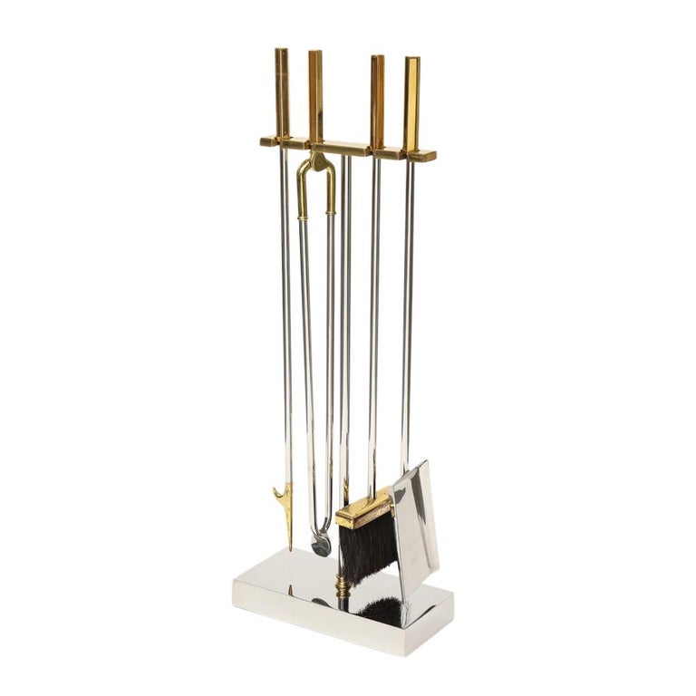 Danny Alessandro Fireplace Tools, Brass, Chrome For Sale