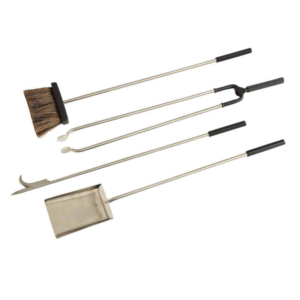 Mid-Century Modern Danny Alessandro Fireplace Tools, Matte Black and Nickel Chrome