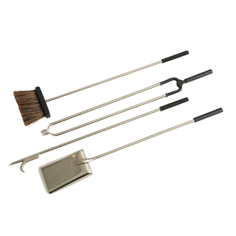 Late 20th Century Danny Alessandro Fireplace Tools, Matte Black and Nickel Chrome For Sale