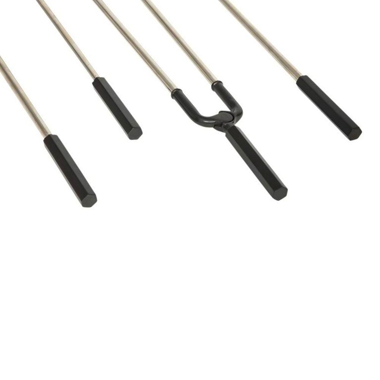 Danny Alessandro Fireplace Tools, Matte Black and Nickel Chrome For Sale 1