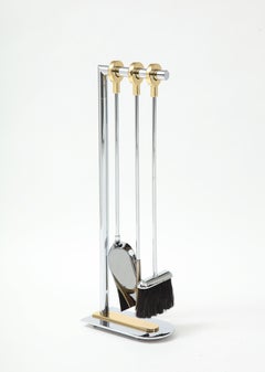 Modernist Firetools by Danny Alessandro, Brass & Steel, 1980s, USA