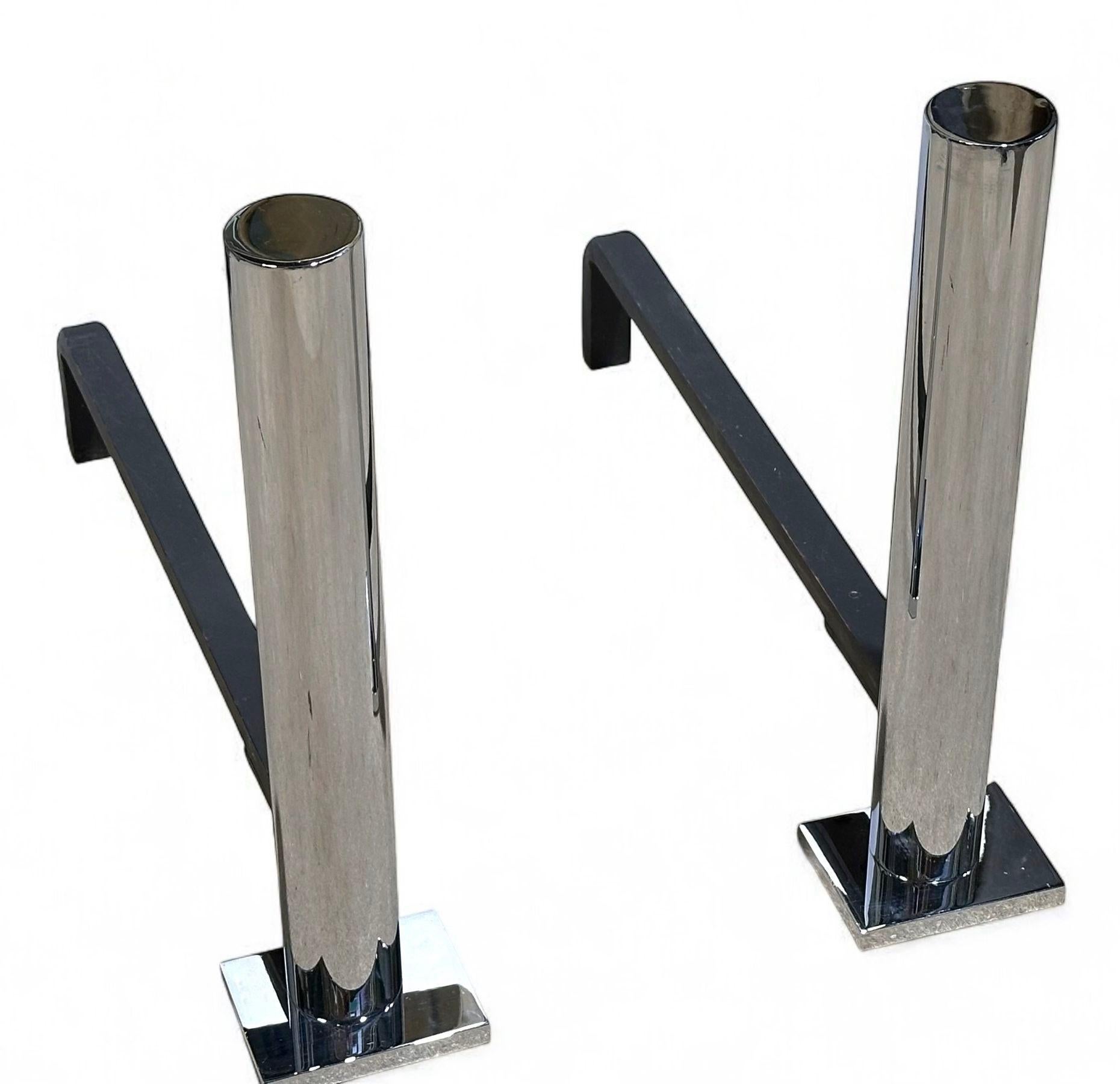 American Danny Alessandro Post Modern Fireplace Andirons, 1980 For Sale