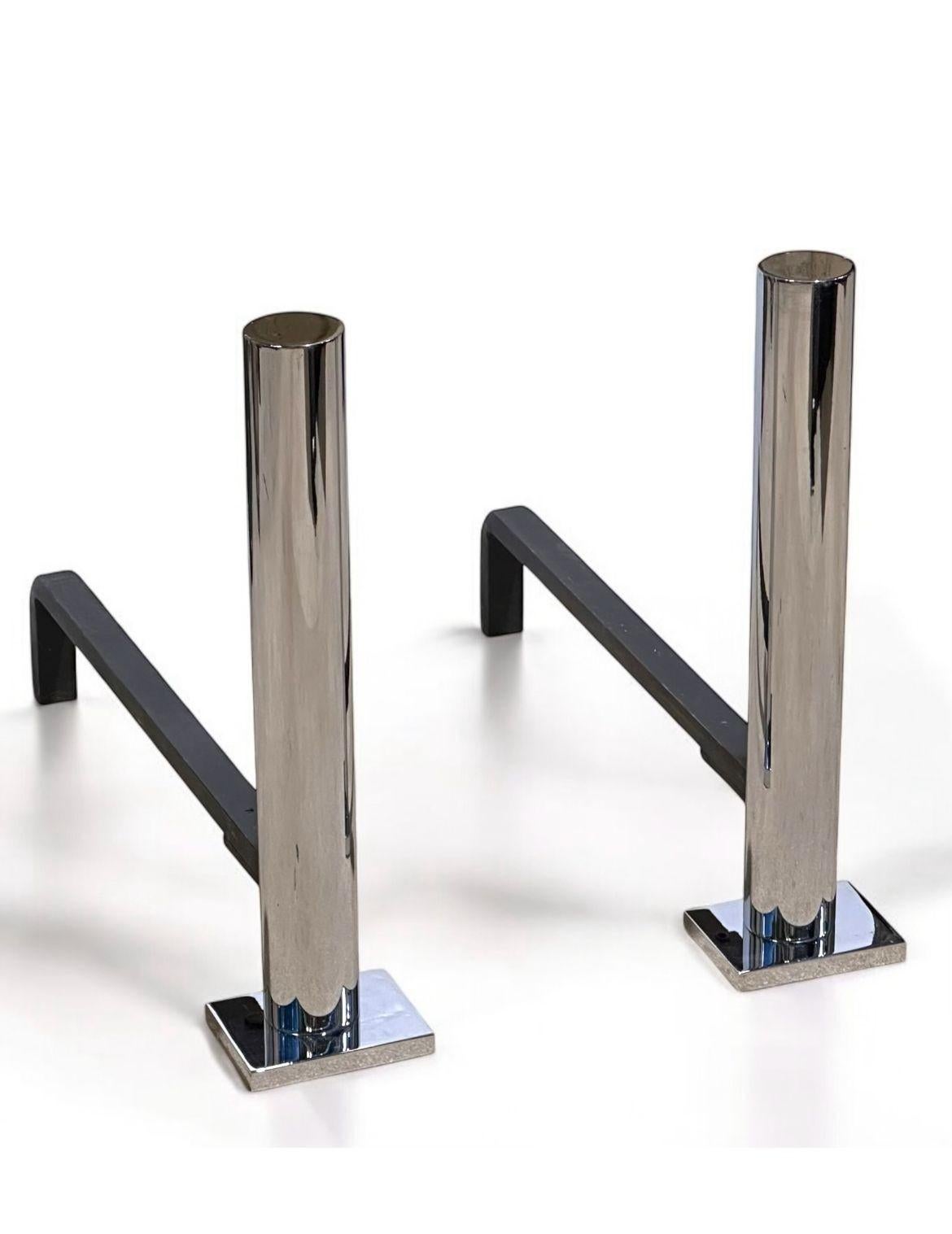 Danny Alessandro Post Modern Fireplace Andirons, 1980 In Good Condition For Sale In Chicago, IL