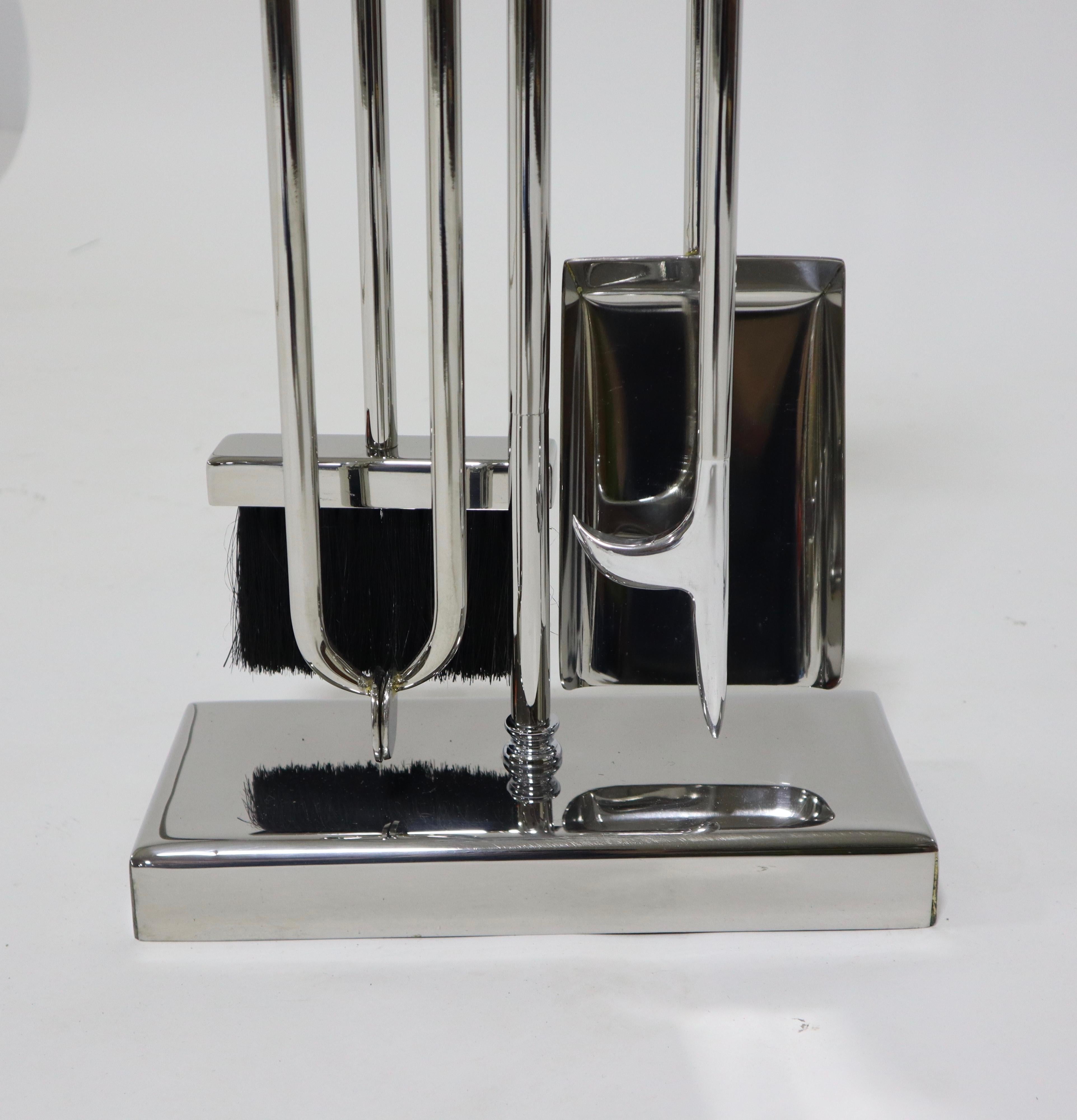 Stainless Steel Danny Alessandro Postmodern Fireplace Tools and Andirons