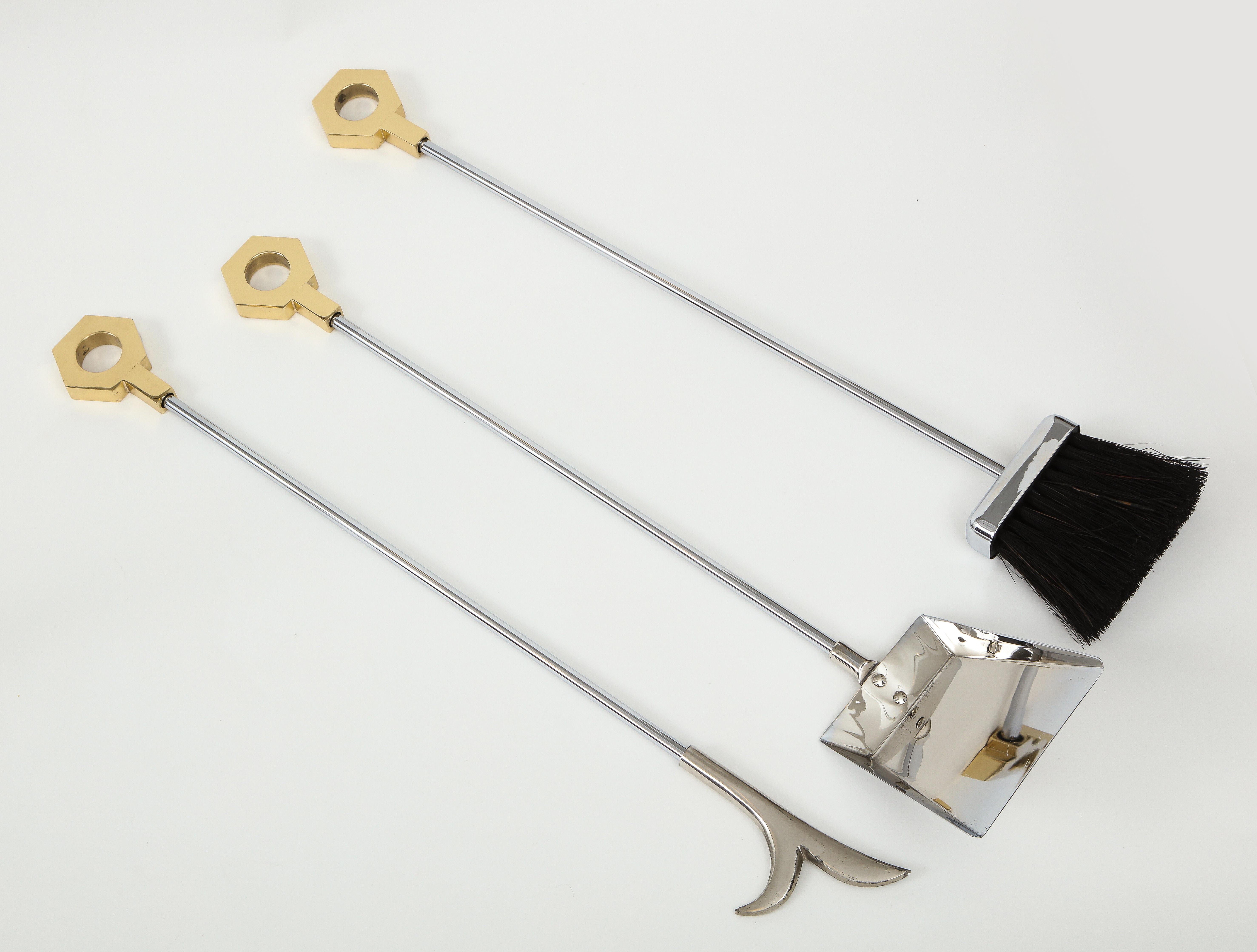 Danny Alessandro Steel and Brass Fireplace Tools 7