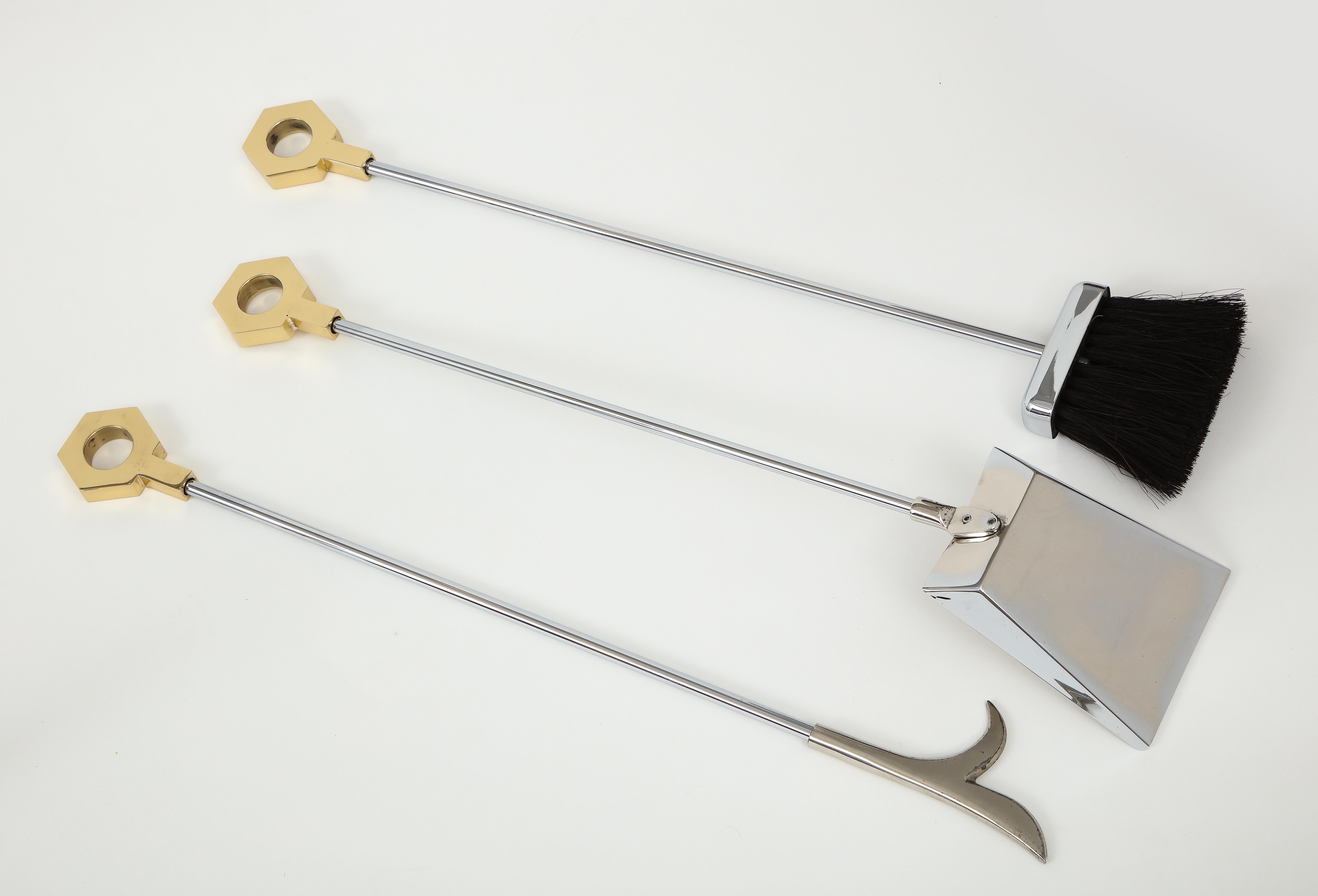 Danny Alessandro Steel and Brass Fireplace Tools 8