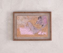 Contemporary Abstract Figurative Mixed Media Drawing Pink Neutral Danny Avidan