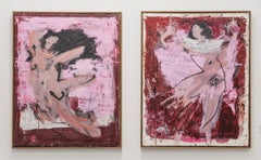 Dancers (Diptyque) de Danny Avidan, 2025 - Figures abstraites expressives en rose