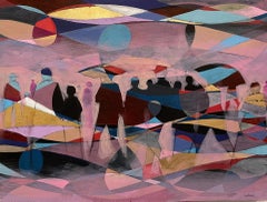 The Gathering, acrylic painting, colorful, people, light and emotion