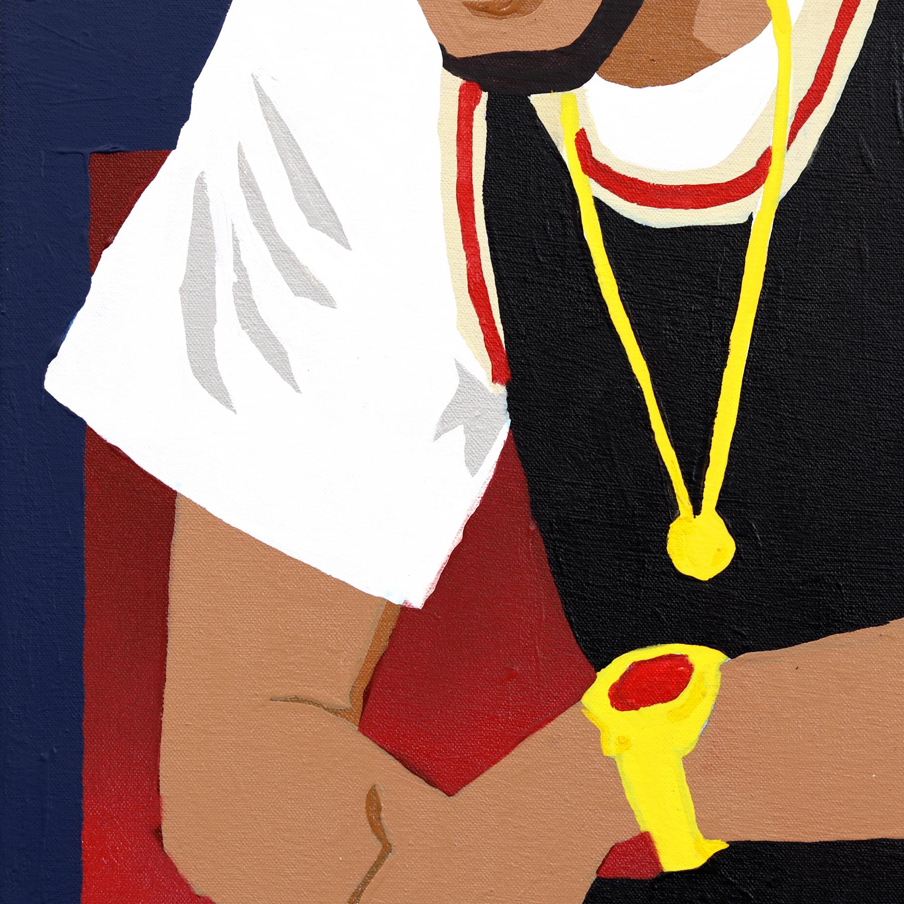 A Trophy my City - Zeitgenössisches figuratives Sportkunstwerk in Farbe getaucht (Streetart), Painting, von Danny Brown